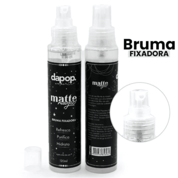A Bruma Matte Dapop oferece um acabamento suave e sequinho, controlando o brilho ao longo do dia e fixando a maquiagem com perfeição. Sua fórmula leve proporciona um efeito matte sem ressecar a pele, mantendo a maquiagem intacta por mais tempo, com uma sensação de frescor e conforto. Ideal para quem busca um toque final impecável e duradouro!