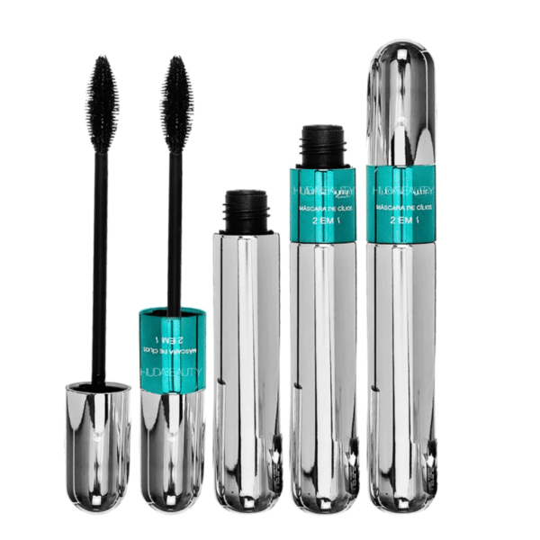 A Máscara para Cílios 2 em 1 à Prova d'Água Huda Beauty combina volume intenso, alongamento e curvatura impecável. Com dois aplicadores inovadores, permite criar desde um efeito natural até um olhar dramático e marcante. Sua fórmula resistente à água garante longa duração sem borrar ou esfarelar. Perfeita para realçar os cílios com definição e elegância o dia todo!