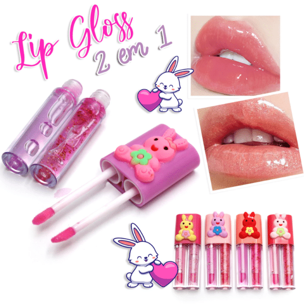 Brilho Labial Infantil 2 em 1 Glitter e Batom - Lua & Neve | Maquiagem infantil segura e divertida! Com efeito 2 em 1, oferece cor suave e brilho cintilante