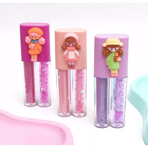 Brilho Labial Infantil 2 em 1 Glitter e Batom - Lua & Neve | Maquiagem infantil segura e divertida! Com efeito 2 em 1, oferece cor suave e brilho cintilante