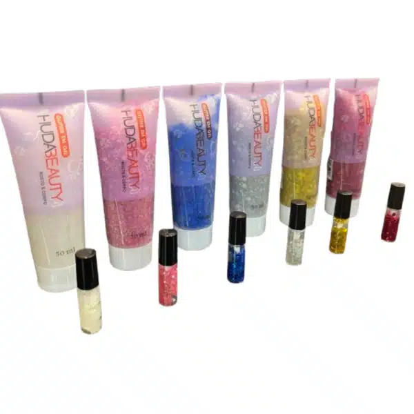Glitter em Gel Para Rosto & Corpo - Huda Beauty – Ilumine sua make com um brilho radiante! Sua fórmula em gel de secagem rápida garante aplicação fácil, confortável e duradoura, ideal para rosto, corpo e cabelo.