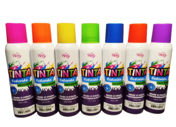 A Tinta Spray Temporária Colorida para Cabelo 150ml oferece uma maneira prática e divertida de mudar o visual instantaneamente!