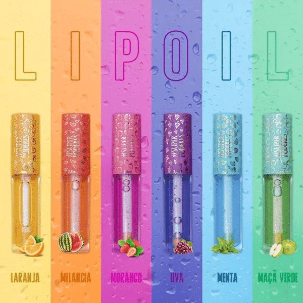 Super Poderes Lip Oil Quitanda – Óleo labial hidratante com brilho natural, nutrição profunda e aroma de frutas tropicais. Lábios macios e radiantes sem sensação pegajosa. 💋✨